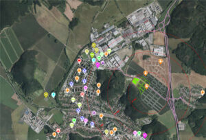 Ortfo mapa obchodů a služeb ve městě Kuřim, včetně školních zařízení (Autor Imos Develepment)