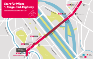 Plánované vedení cyklodálnice © Mobilitätsagentur Wien