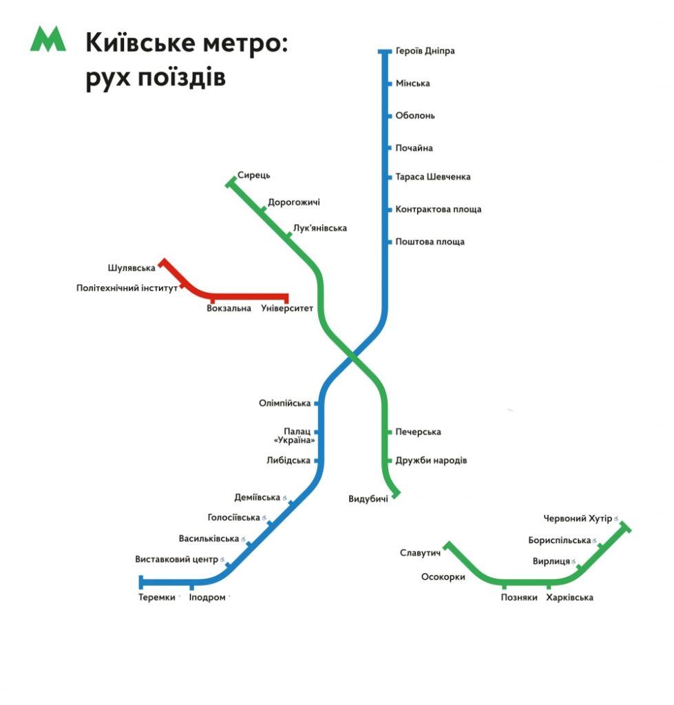 mapa sítě metry v Kyjevě