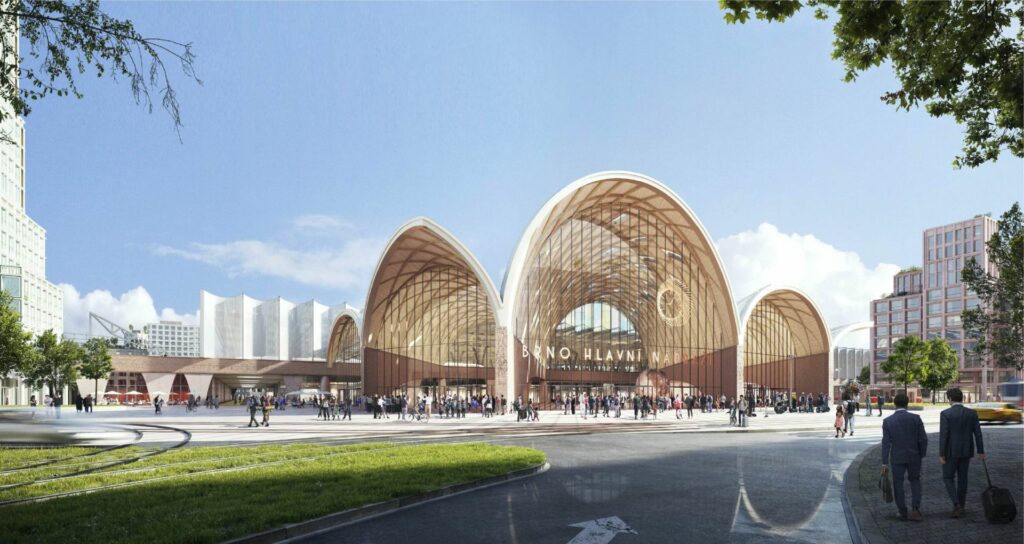 Vítězný návrh nového hlavního nádraží v Brně od nizozemského studia Benthem Crouwel Architects. Pramen: Město Brno