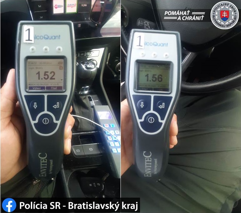 výsledek testu na alkohol Policia Slovenskej republiky, Bratislava