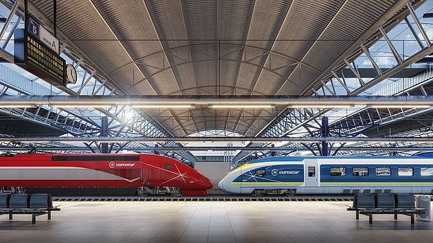 Vlaky Eurostar a Thalys s novým nápisem a logem Eurostart. © Eurostar