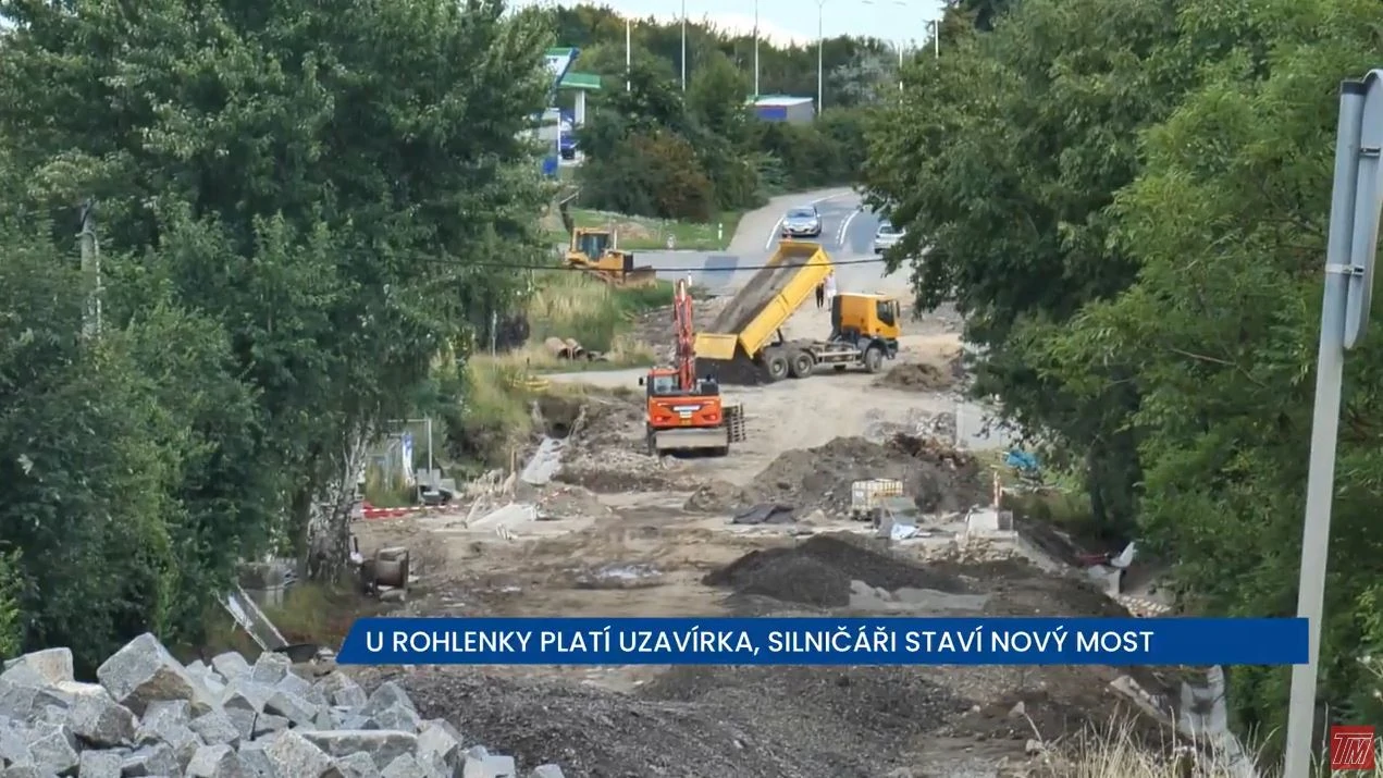 U Rohlenky je uzavírka kvůli novému mostu, objížďka vede přes D1, dálniční známka netřeba