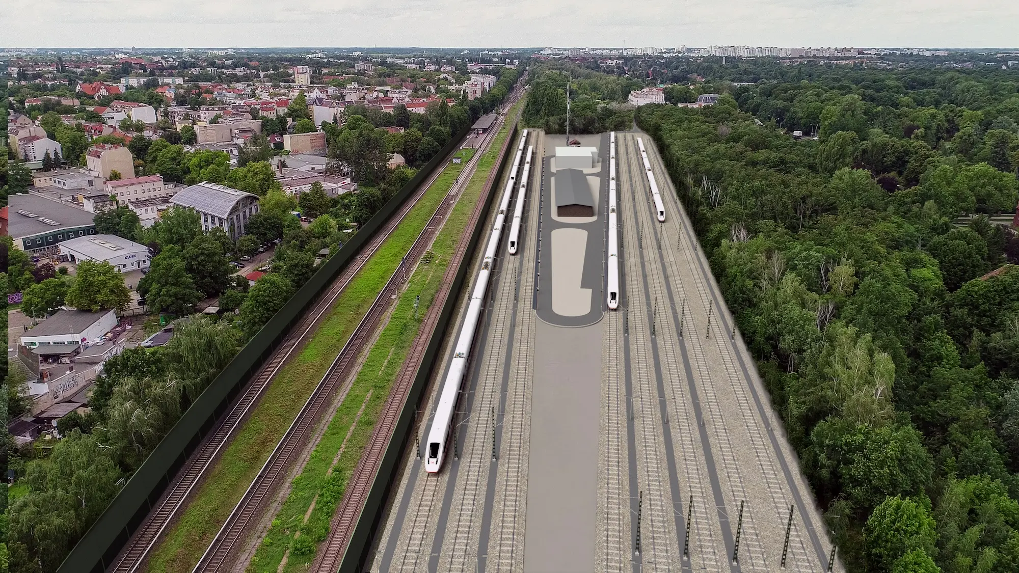 Nové servisní místo pro úklid vlaků ICE v Berlíně. Vizualizace © DB AG