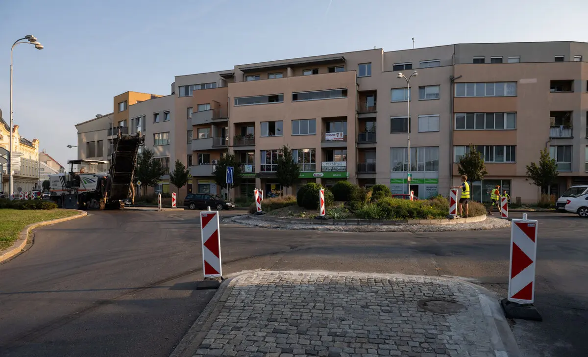 náměstí Míru v Kroměříži, kde probíhá oprava objezdu. Autor foto město Kroměříž