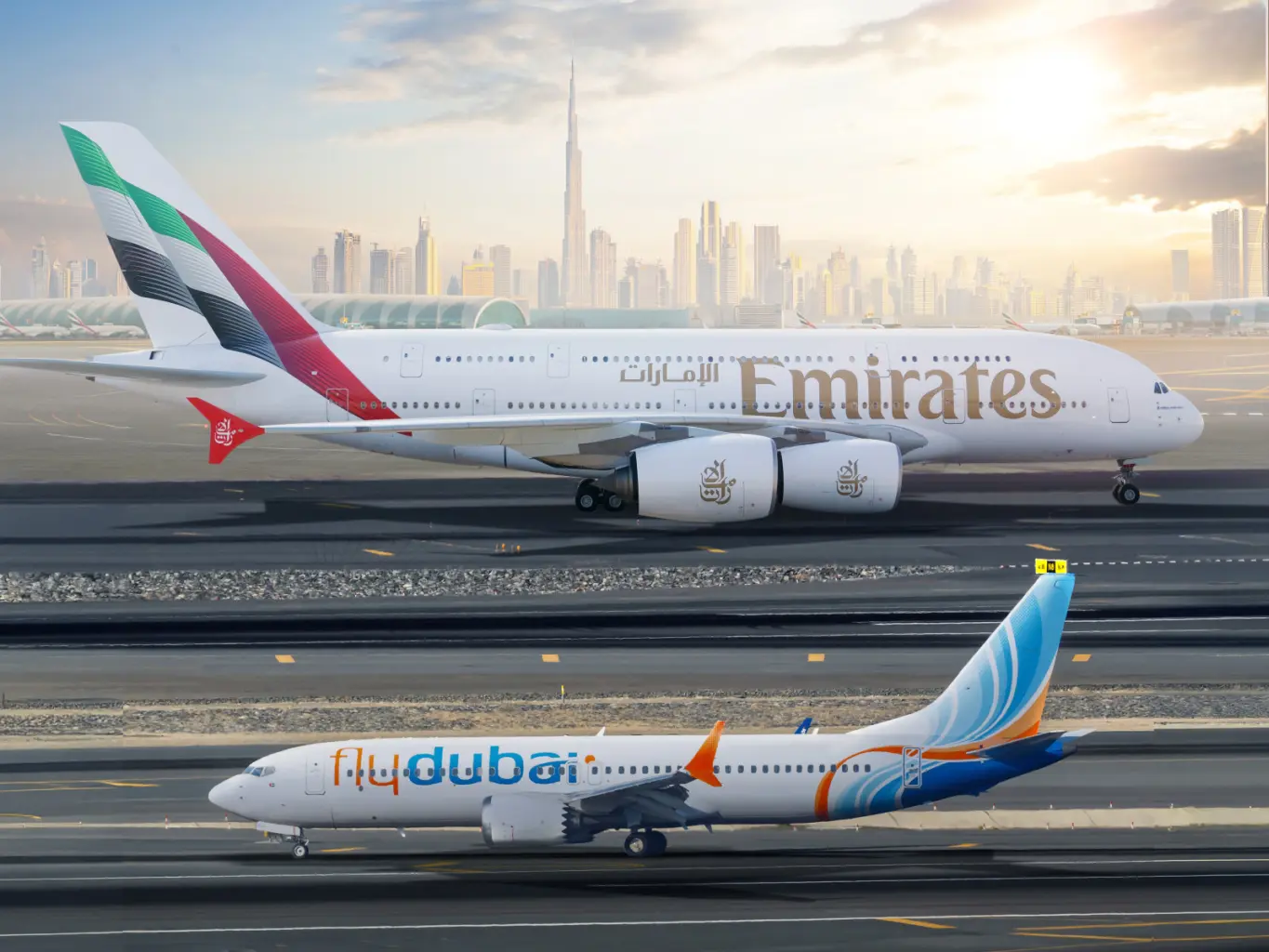 letiště v Dubaji a setkání letadel Emirates a flyDubai © Emirates