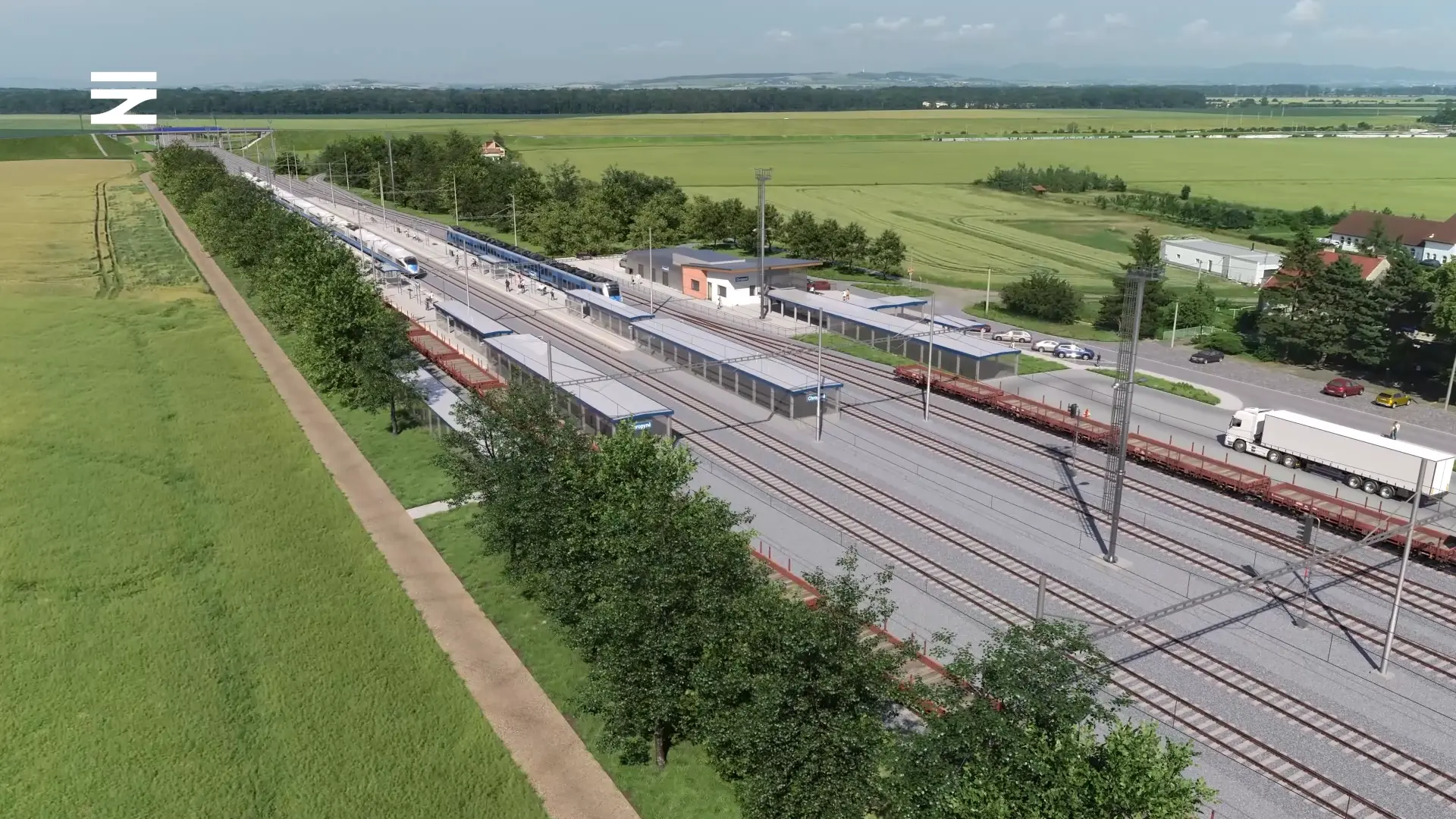 vizualizace tratě Kojetín - Přerov © Správa železnic