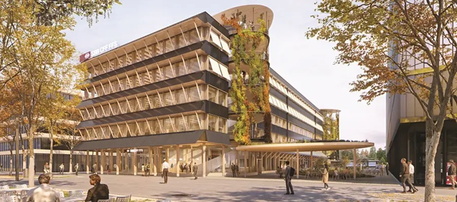 vizualizace nové administrativní budovy SBB v Bernu © Losinger Marazzi a Herzog & de Meuron/ SBB