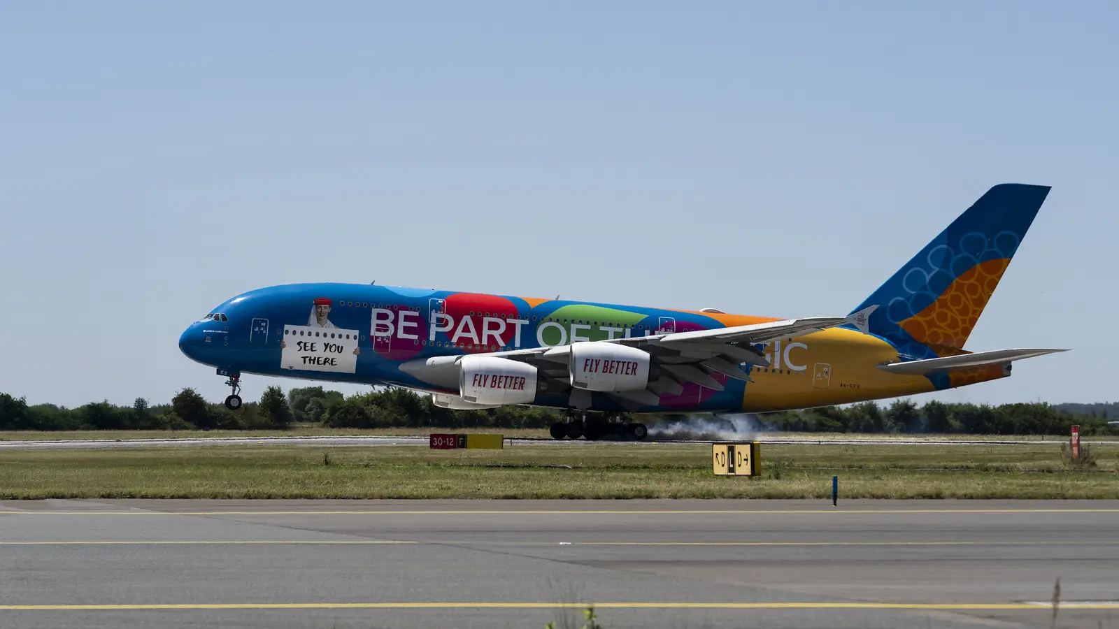 Přistání Airbusu A380 Emirates v Praze k oslavě 15 let spojení © Emirates