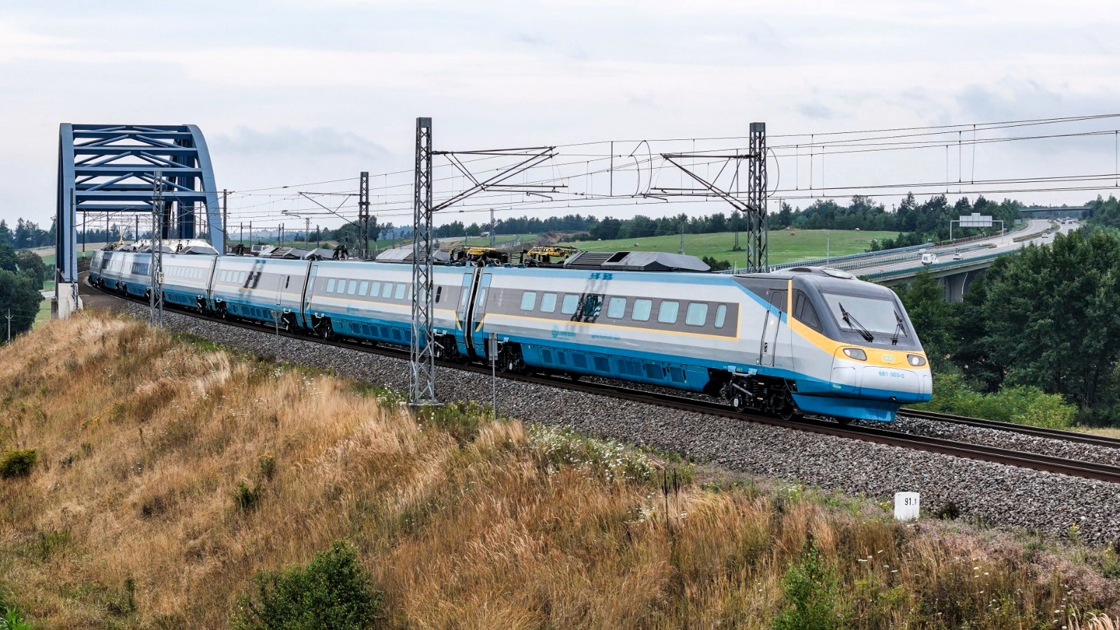 Pendolino Českých drah při testech na 4. koridoru © České dráhy
