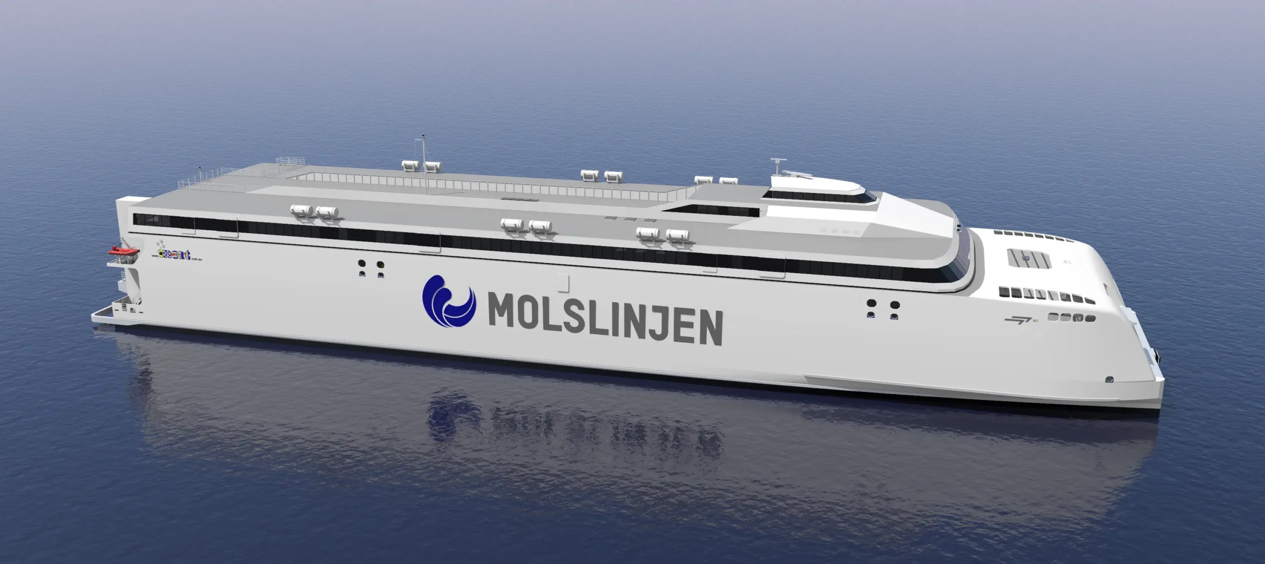 Společnost Wärtsilä dodá plně integrovaný elektrický pohonný systém s vodními tryskami pro dva nové vysokorychlostní katamaránové trajekty, které staví společnost Incat Tasmania pro dánského provozovatele trajektů Molslinjen © Incat T