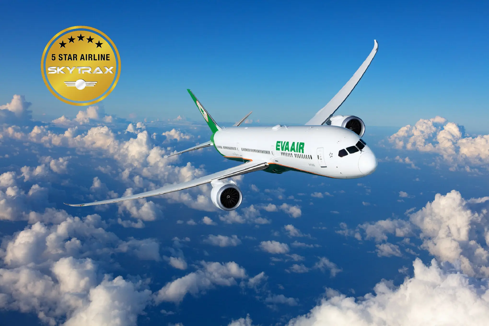 Společnost EVA Air získala již jedenáctý rok po sobě certifikaci SKYTRAX 5-Star Airline, čímž potvrdila svou pozici mezi nejlepšími světovými leteckými společnostmi. zdroj EVA Air