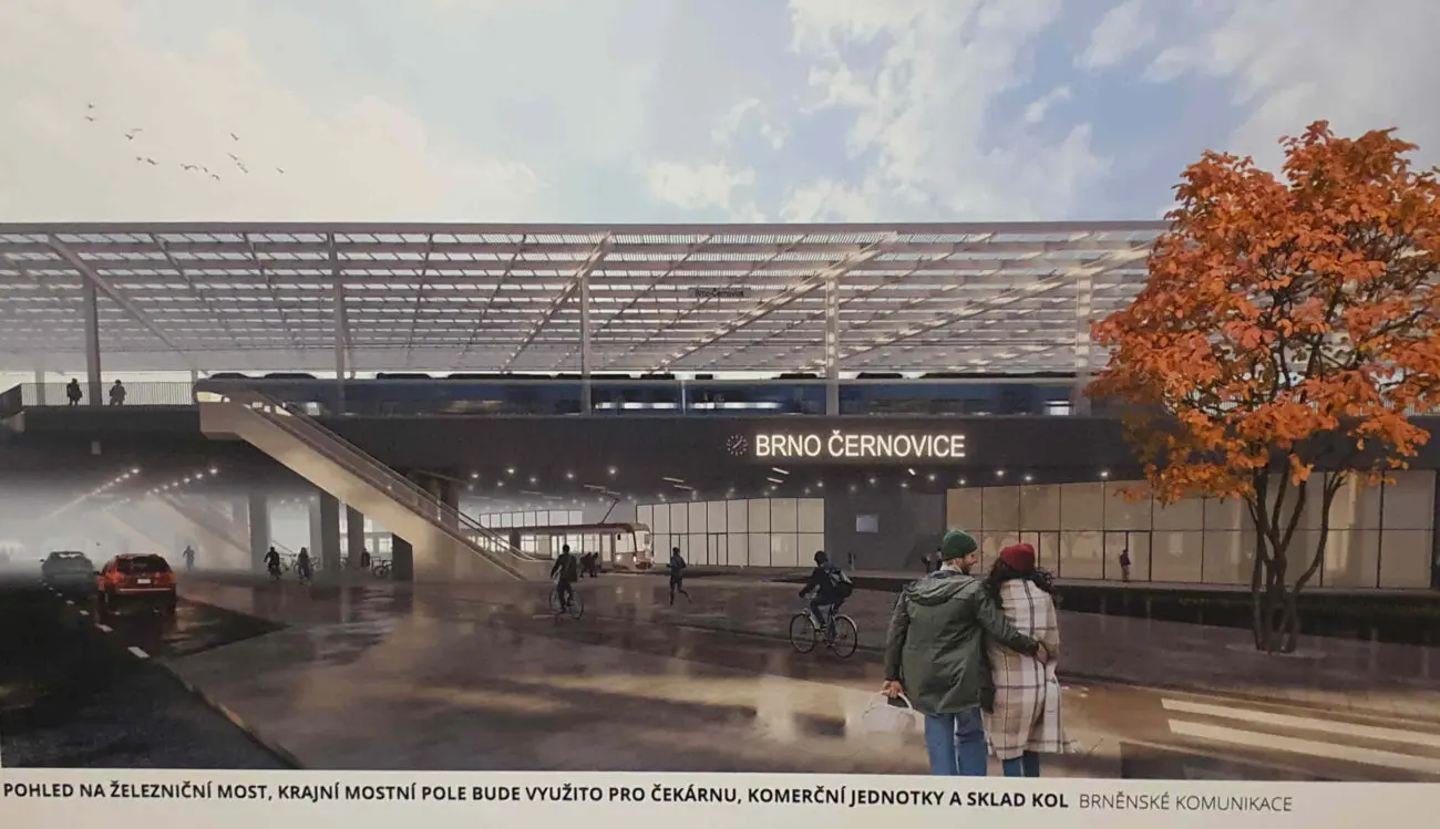 Vizualizace příchod na nádraží Brno-Černovice, Zdroj: Brněnské komunikace