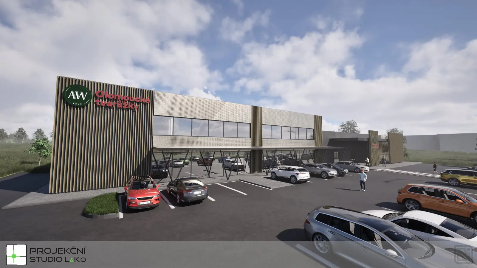 vizualizace A.W. Retail park pohled od parkoviště